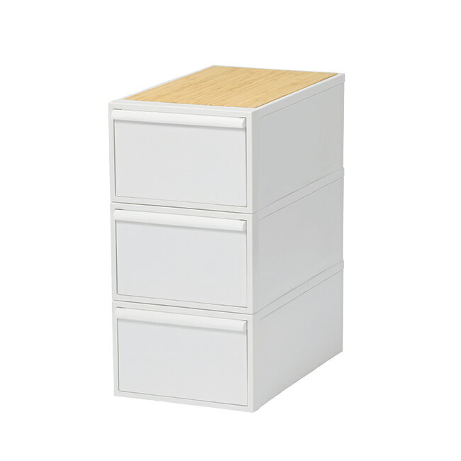 ＼特典あり/like-it ライクイット クローゼットシステム 引出し M 3個組 竹製天板付き オールホワイト[衣類ケース 3段 おしゃれ 衣装ケース 引き出し プラスチック 収納ケース 洋服 おもちゃ 収納 整理 片付け] [2]
