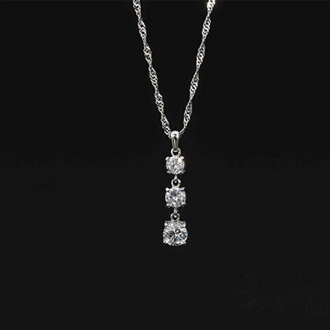 ◎磁気ネックレス スリーストーン スクリュー K13492[肩こり ネックレス 医療機器 磁気 医療機器認証 ペンダントトップ パーツ キュービックジルコニア スクリューチェーン ジュエリー おしゃれ 女性用 レディース] 1-2W