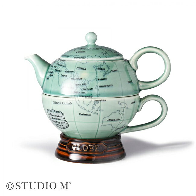 ＼特典あり／studio m’ スタジオエム グローブ ティーフォーワンセット[カップ ティーポット プレート セット 1人用 310ml ヴィンテージ 風 ポット ティーカップ 小皿 おしゃれ スタジオ M エム] 1-2W uruza-10064783 URUZA(ウルザ) サンプル画像3