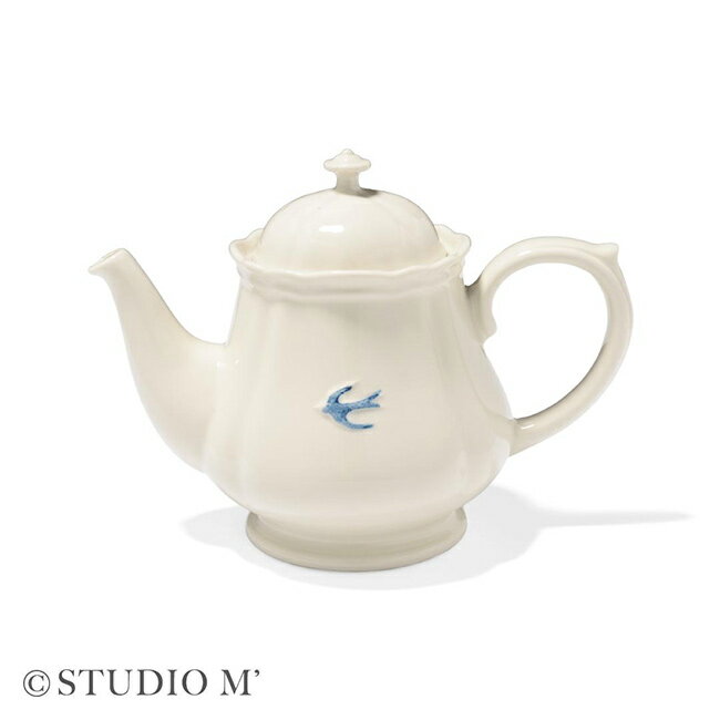 ＼特典あり／studio m’ スタジオエム アーリーバード ポット[ティーポット 日本製 おしゃれ 白 紅茶ポット お茶ポット 2杯分 北欧 急須 ステンレス 網 つばめ 鳥 モチーフ バード かわいい デザイン ツバメ 食器 ブランド 食洗機対応]