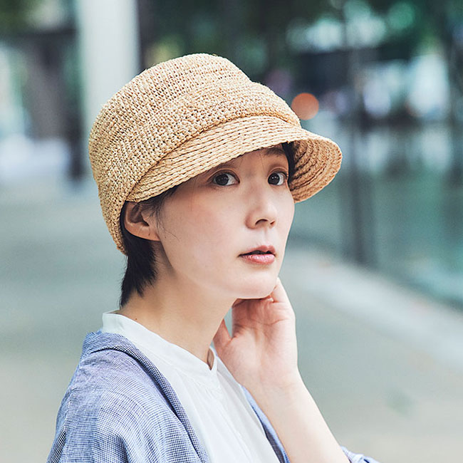 ＼特典あり／田中帽子店 Mimi ミミ ラフィア キャスケット 57.5cm ナチュラル UK-H...