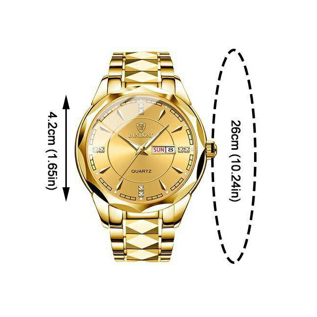 ◎手元キラリ！クォーツ時計[メンズ クォーツ 腕時計 ゴールド ブラック クリスタルガラス 風水 金運 縁起物 ご縁 男性用 男性 40 50 60 代 ベルト 22mm ステンレス アナログ 時計 アナログ時計]