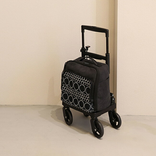 ＼特典あり／ドットエンブロイダリー ミニスクエア 横押カート[買い物カート 買い物 カート キャリー バッグ キャリーカート キャリーバッグ ショッピングカート 軽量 4輪 荷物 女性 高齢者 若者 シルバーカー 代わり]