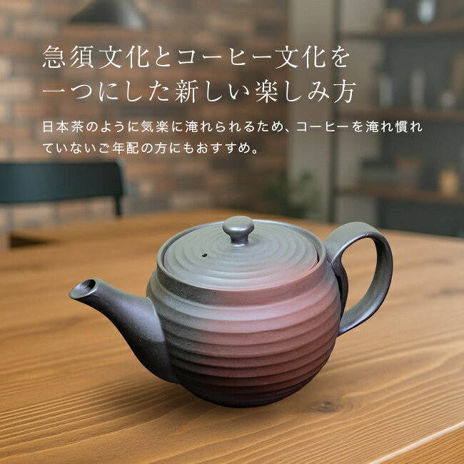 URUZA(ウルザ)の＼特典あり／常滑焼 珈琲急須 200メッシュ畳織フィルター付き 600ml[コーヒー急須 コーヒー 急須 常滑 焼 和モダン おしゃれ ハンドドリップ 珈琲 急須おしゃれ 洗いやすい ステンレスフィルター] 即納｜アングル2