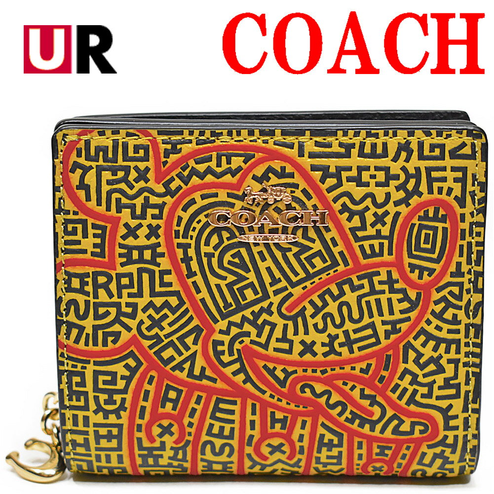 コーチ コーチ 財布 二つ折り 二つ折り財布 レディース メンズ COACH アウトレット C7446 IMTMG ディズニー x キースヘリング コラボ 2つ折り スナップ ウォレット Disney X Keith Haring