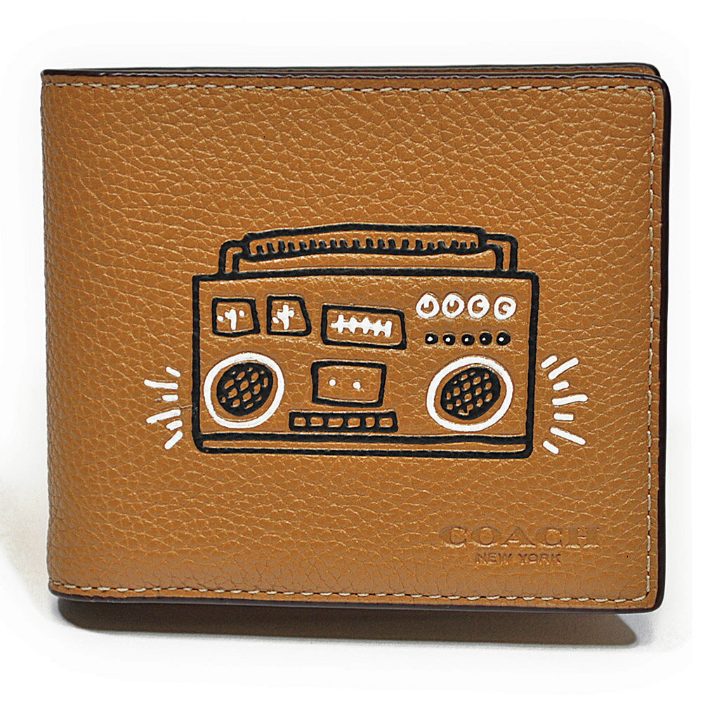 コーチ COACH 財布 折財布 F87103 CAR キース へリング コラボ ID パスケース付き レザー ウォレット キャラメルのサムネイル