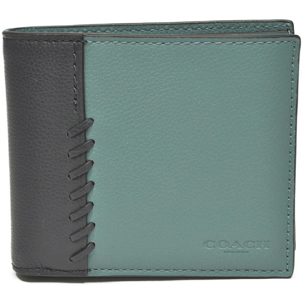 コーチ COACH 財布 折財布 F21371 CYA ベースボール ステッチ ID パスケース付き レザー ウォレット シアンのサムネイル