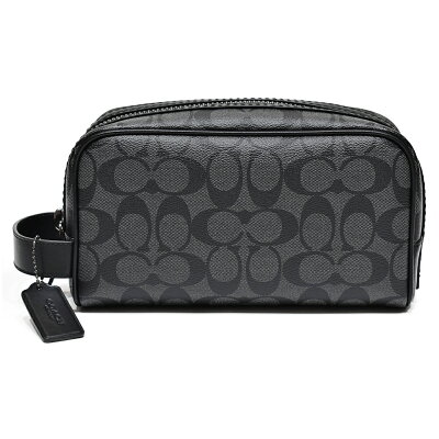 コーチ バッグ セカンドバッグ アクセサリーポーチ ポーチ メンズ レディース COACH 2515 QBMI5 PVC シグネチャー スモール セカンドバッグ チャコール/ブラック