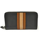 訳あり コーチ COACH 財布 長財布 F57463 QBLK7 75TH アニバーサリー ストライプ レザー アコーディオン ジップアラウンド ブラック/サドル
