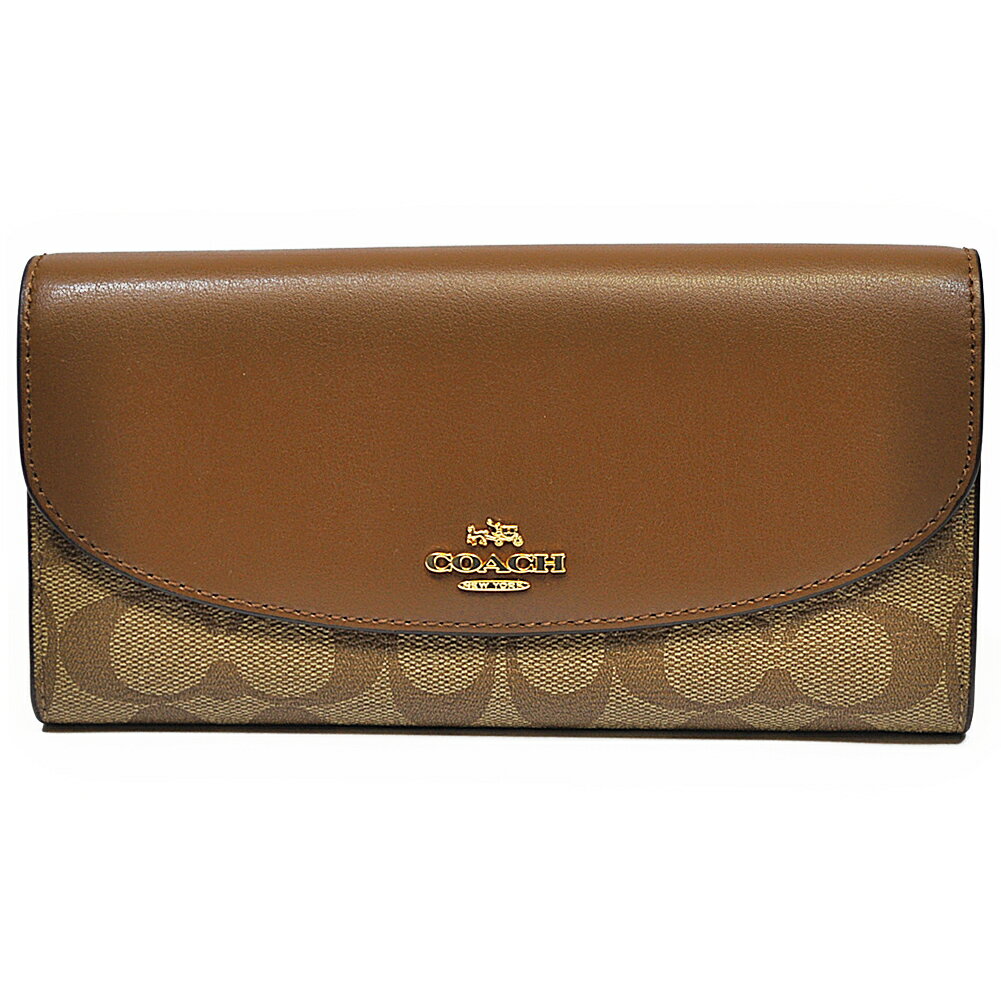 コーチ COACH 財布 長財布 F54022 IME74 PVC シグネチャー スリム エンベロープ カーキ/サドルのサムネイル