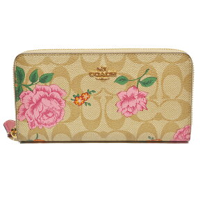 コーチ COACH 財布 長財布 2859 IME7V PVC シグネチャー プレーリーローズ 花柄 プリント アコーディオン ジップアラウンド カーキ