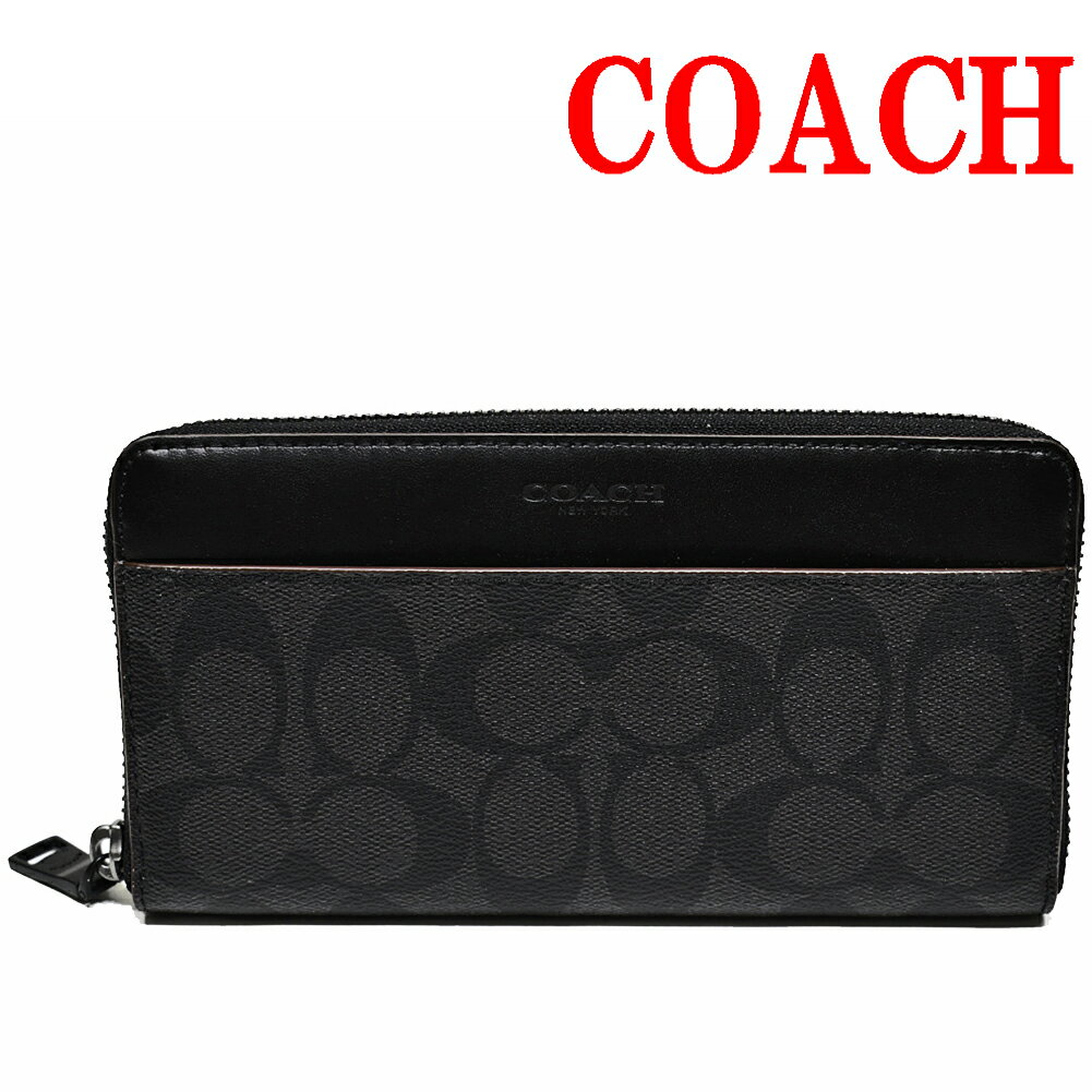 コーチ コーチ 長財布 財布 メンズ レディース にも ラウンドファスナー COACH アウトレット F25517 N3A PVC シグネチャー アコーディオン ジップアラウンド ファスナー 黒