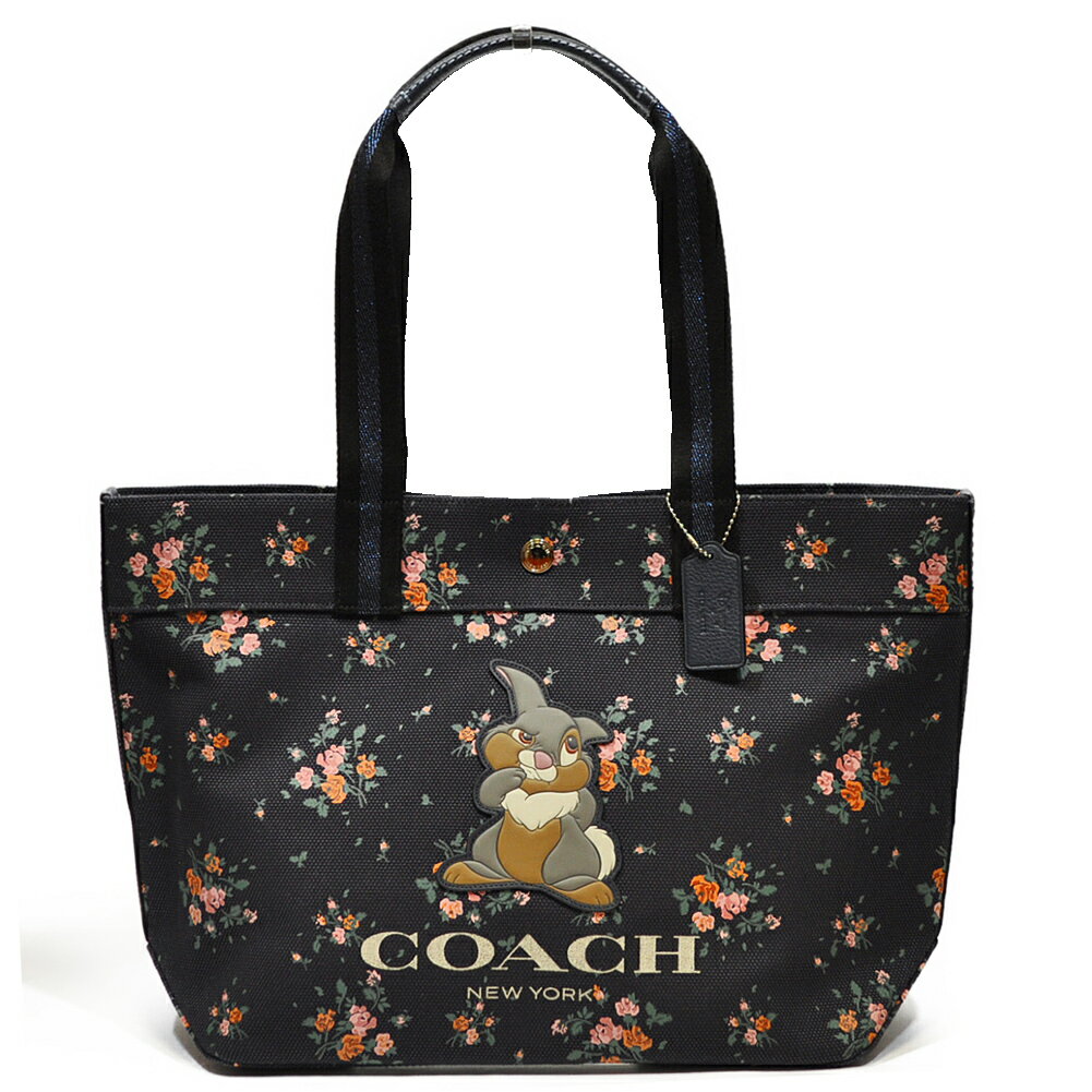 コーチ トート バッグ COACH F91116 SVF23 ディズニー コラボ ローズ ブーケ プリント キャンバス トート ミッドナイト