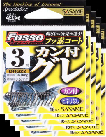 ささめ針 カン付グレ(TCフッ素コート)6号 5枚まとめ買い特価 DRG22(SASAME・ササメ) ささめ針 カン付グレ(TCフッ素コート)6号 5枚まとめ買い特価 DRG22(SASAME・ササメ)