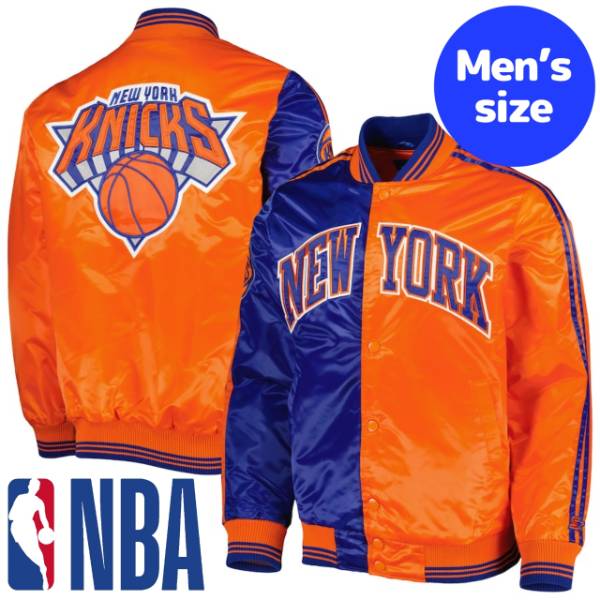 y+N[|z NBAItBV Y AE^[ iCWPbg TeWPbg X^W Wp[ j[[NEjbNX New York Knicks Fast Break Satin Jacket