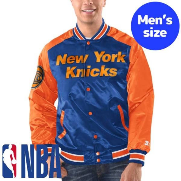 y+N[|z NBAItBV Y AE^[ o[VeBWPbg X^W Wp[ j[[NEjbNX New York Knicks Renegade Satin Varsity Jacket