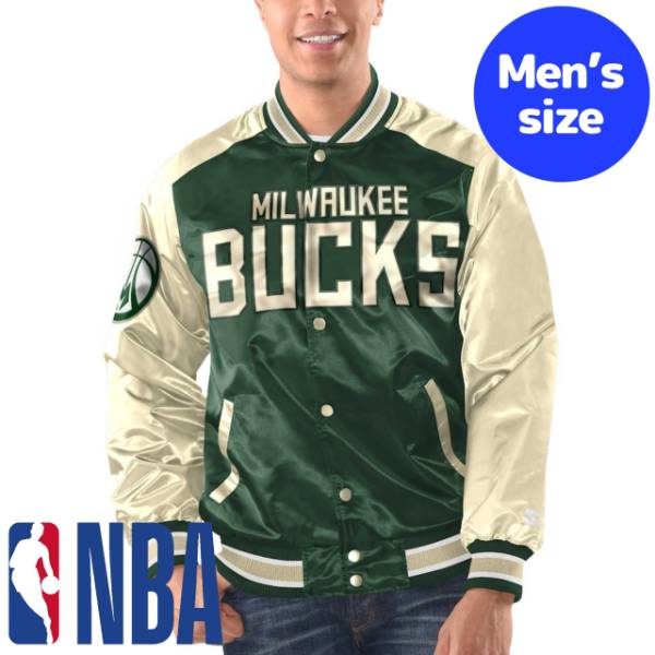  NBAオフィシャル メンズ アウター バーシティジャケット スタジャン ジャンパー ミルウォーキー・バックス Milwaukee Bucks Renegade Satin Varsity Jacket