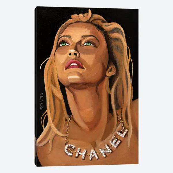 【送料無料】 米国発のお洒落なオマージュアート Girl Wearing Chanel Necklace シャネル CHANEL キャ..