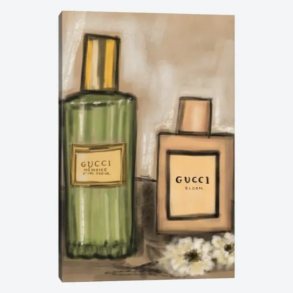 【送料無料+割引クーポン】 米国発のお洒落なオマージュアート Italian Bottles Of Perfume グッチ GUCCI キャンバスアート 絵画 インテリア 模様替え 店内装飾 結婚祝い 受付 会議室 待合室