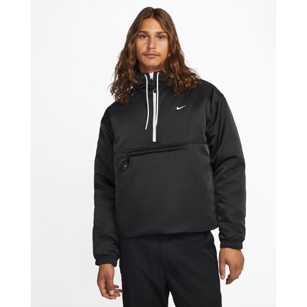 ̵+ݥ 󥺥㥱å ʥ Nike Solo Swoosh Men's Satin Anorak Jacket Black/White ˥å ѡ ե ץ쥼