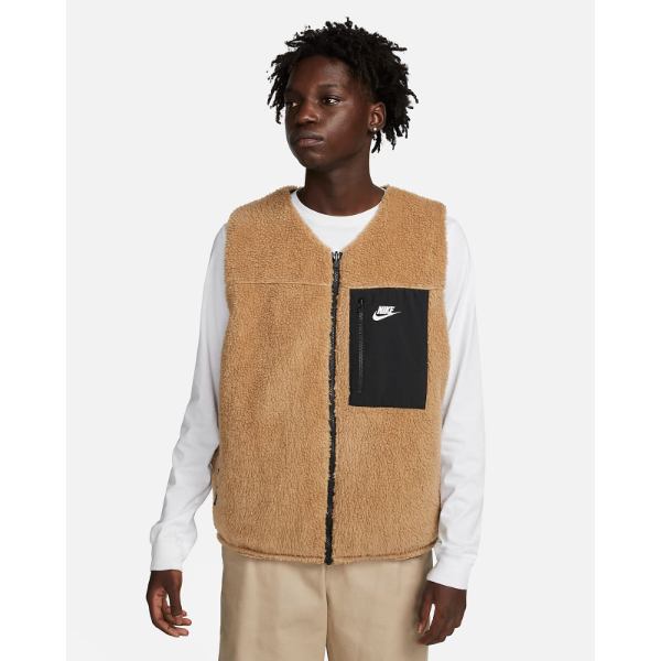  メンズアウター ベストジャケット ナイキ Nike Club+ Men's Reversible Winterized Vest （Dark Driftwood/Black/Sail） ユニセックス フリースベスト