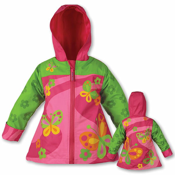 【ニコニコ割引対象】【送料無料】 ステファンジョセフ 女の子用花柄バタフライフード付きレインコート(2-7歳用) 梅雨対策 カッパ 雨具 かっぱ ジャケット S...