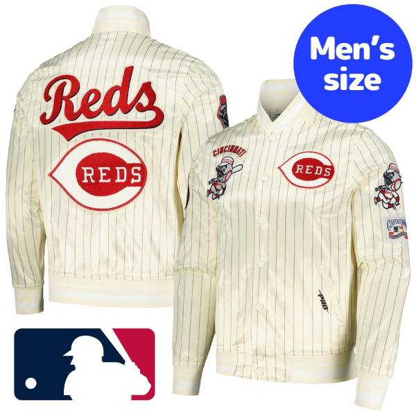  MLBオフィシャル メンズ スタジャン バーシティジャケット アウター シンシナティ・レッズ Cincinnati Reds Pinstripe Retro Classic Jacket