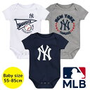 【送料無料+割引クーポン】 MLBオフィシャル ベビー ロンパース ボディスーツ3枚セット 半袖 肌着 ボディースーツ 出産祝い ニューヨーク・ヤンキース New York Yankees