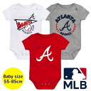 【送料無料】 MLBオフィシャル ベビー ロンパース ボディスーツ3枚セット 半袖 肌着 ボディースーツ 出産祝い アトランタ・ブレーブス Atlanta Br...