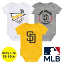 【送料無料】 MLBオフィシャル ベビー ロンパース ボディスーツ3枚セット 半袖 肌着 ボディースーツ 出産祝い サンディエゴ・パドレス San Diego ...