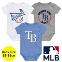 【送料無料】 MLBオフィシャル ベビー ロンパース ボディスーツ3枚セット 半袖 肌着 ボディースーツ 出産祝い タンパベイ・レイズ Tampa Bay Ra...