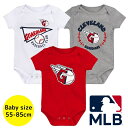 【送料無料】 MLBオフィシャル ベビー ロンパース ボディスーツ3枚セット 半袖 肌着 ボディースーツ 出産祝い クリーブランド・ガーディアンズ Clevel...