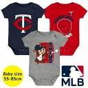 【送料無料】 MLBオフィシャル ベビー ロンパース ボディスーツ3枚セット 半袖 肌着 ボディースーツ 出産祝い ミネソタ・ツインズ Minnesota Tw...