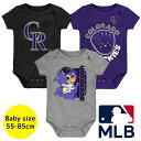 【送料無料】 MLBオフィシャル ベビー ロンパース ボディスーツ3枚セット 半袖 肌着 ボディースーツ 出産祝い コロラド・ロッキーズ Colorado Ro...