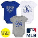 【送料無料】 MLBオフィシャル ベビー ロンパース ボディスーツ3枚セット 半袖 肌着 ボディースーツ 出産祝い ロサンゼルス・ドジャース Los Angel...