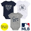 【送料無料+割引クーポン】 MLBオフィシャル ベビー ロンパース ボディスーツ3枚セット 半袖 肌着 ボディースーツ 出産祝い ニューヨーク・ヤンキース New York Yankees