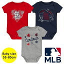 【送料無料】 MLBオフィシャル ベビー ロンパース ボディスーツ3枚セット 半袖 肌着 ボディースーツ 出産祝い セントルイス・カージナルス St. Loui...