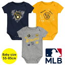 【送料無料】 MLBオフィシャル ベビー ロンパース ボディスーツ3枚セット 半袖 肌着 ボディースーツ 出産祝い ミルウォーキー・ブリュワーズ Milwauk...