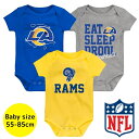 【送料無料+割引クーポン】 NFLオフィシャル ベビー ロンパース ボディスーツ3枚セット 半袖 肌着 ボディースーツ 出産祝い ロサンゼルス・ラムズ Los Angeles Rams