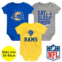 【送料無料】 NFLオフィシャル ベビー ロンパース ボディスーツ3枚セット 半袖 肌着 ボディースーツ 出産祝い ロサンゼルス・ラムズ Los Angeles...