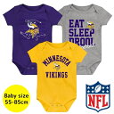 【送料無料】 NFLオフィシャル ベビー ロンパース ボディスーツ3枚セット 半袖 肌着 ボディースーツ 出産祝い ミネソタ・バイキングス Minnesota ...