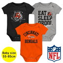 【送料無料】 NFLオフィシャル ベビー ロンパース ボディスーツ3枚セット 半袖 肌着 ボディースーツ 出産祝い シンシナティ・ベンガルズ Cincinnat...