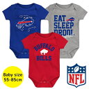 【送料無料】 NFLオフィシャル ベビー ロンパース ボディスーツ3枚セット 半袖 肌着 ボディースーツ 出産祝い バッファロー・ビルズ Buffalo Bil...