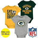【送料無料】 NFLオフィシャル ベビー ロンパース ボディスーツ3枚セット 半袖 肌着 ボディースーツ 出産祝い グリーンベイ・パッカーズ Green Bay...