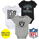 【送料無料】 NFLオフィシャル ベビー ロンパース ボディスーツ3枚セット 半袖 肌着 ボディースーツ 出産祝い ラスベガス・レイダース Las Vegas ...