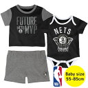 【送料無料】 NBAオフィシャル ベビー Tシャツxボディスーツxパンツ3点セットアップ 半袖 ボディースーツ 出産祝い ブルックリン・ネッツ Brooklyn Nets