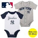 【送料無料+割引クーポン】 MLBオフィシャル ベビー ロンパース ボディスーツ2枚セット 半袖 肌着 ボディースーツ 出産祝い ニューヨーク・ヤンキース New York Yankees