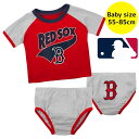 【送料無料+割引クーポン】 MLBオフィシャル ベビー Tシャツxおむつカバー2点セット 半袖 肌着 ボディスーツ オムツカバー ブルマ 出産祝い ボストン・レッドソックス Boston Red Sox