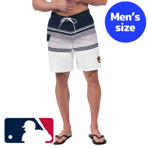 【送料無料】 MLB公式 メジャーリーグ メンズ スイムウェア 海水パンツ 海パン ビーチ プール ミルウォーキー・ブリュワーズ Milwaukee Brewers Jump Shot Volley Board Shorts