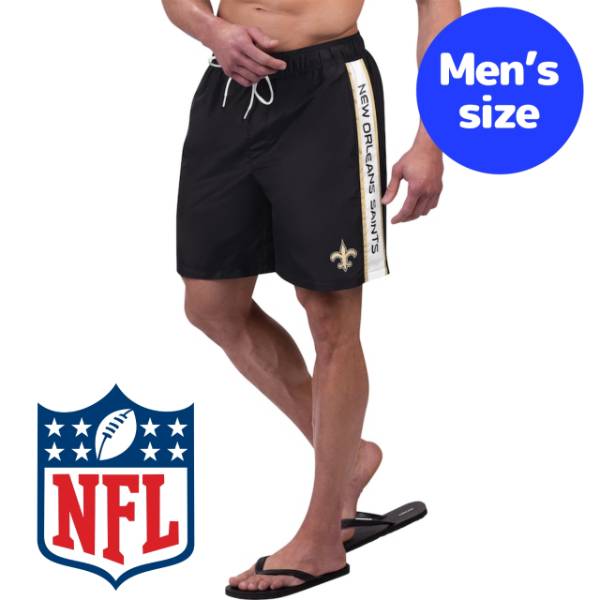 【送料無料+割引クーポン】 NFL公式 アメフト メンズ スイムウェア 海水パンツ 海パン スイムトランクス ビーチ プール ニューオーリンズ・セインツ New Orleans Saints Streamline Volley Swim Shorts